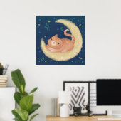 Poster Chat mignon sur la Lune (Bureau à domicile)