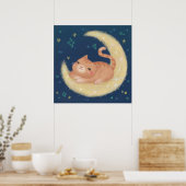 Poster Chat mignon sur la Lune (Cuisine)