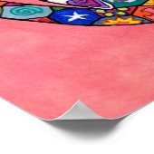 Poster Chat Millefiori avec Rose Rouge (Coin)