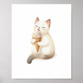 Poster Chat Moment Le Plus Doux Profitant Du Cône De Crèm (Devant)