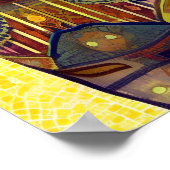 Poster Chat mosaïque marocaine art abstrait motif kitty (Coin)