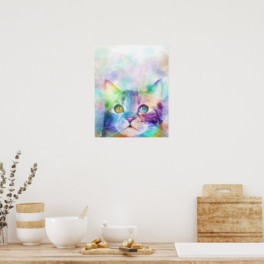 Poster chat multicolore cat 663 (Cuisine)