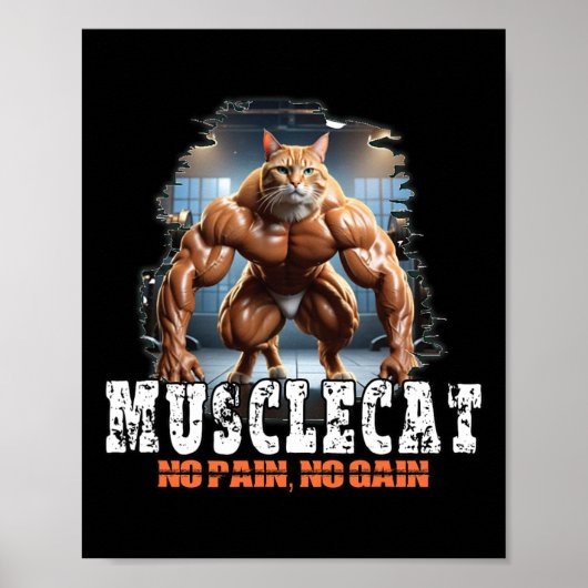 Poster Chat musculaire - Puissance de la musculation - Pa (Devant)