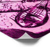 Poster CHAT MUSICAL ,Rose Violet et Blanc (Coin)