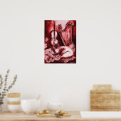 Poster CHAT MUSICAL, Rouge et Blanc (Cuisine)