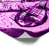 Poster CHAT MUSICAL ,Violet et Blanc (Coin)