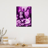 Poster CHAT MUSICAL ,Violet et Blanc (Cuisine)