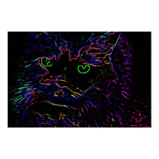 Poster Chat Neon Glow (Devant)