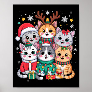 Poster Chat Noël Hommes Femmes Enfants Santa Renne Chatto