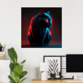 Poster chat noir (Bureau à domicile)