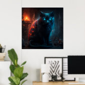 Poster chat noir (Bureau à domicile)