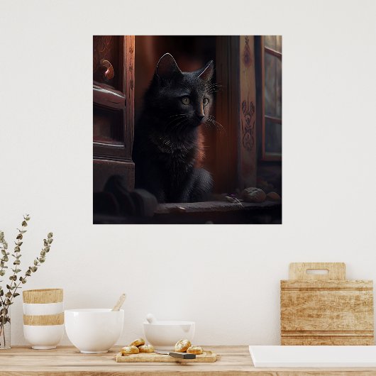 Poster chat noir (Cuisine)