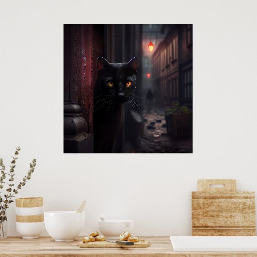 Poster chat noir (Cuisine)