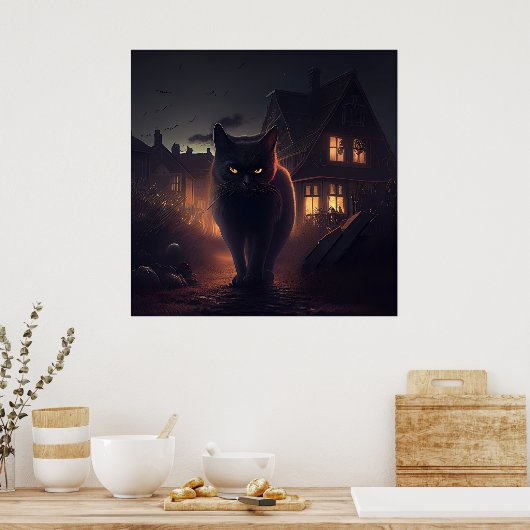 Poster chat noir (Cuisine)
