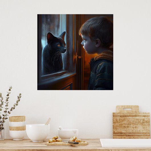 Poster chat noir (Cuisine)