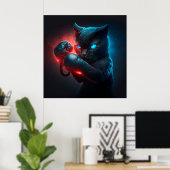 Poster chat noir (Bureau à domicile)