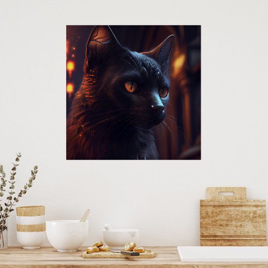 Poster chat noir (Cuisine)
