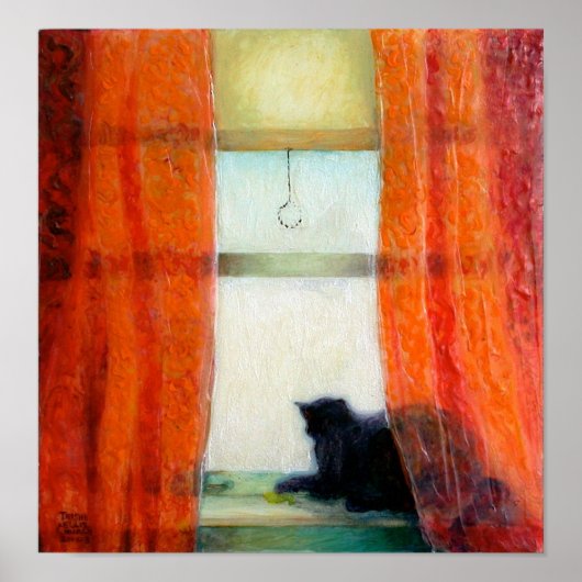 Poster Chat noir à la fenêtre (Devant)