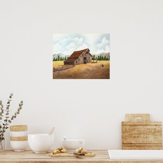 Poster Chat noir à la ferme (Cuisine)