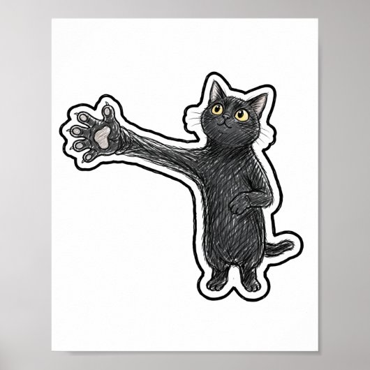 Poster Chat noir à long bras (Devant)