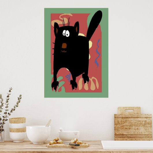 Poster Chat noir Abstrait (Cuisine)