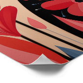 Poster Chat Noir Adorable Avec Fleurs Roses (Coin)