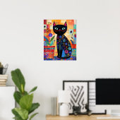 Poster Chat noir, Art populaire (Bureau à domicile)