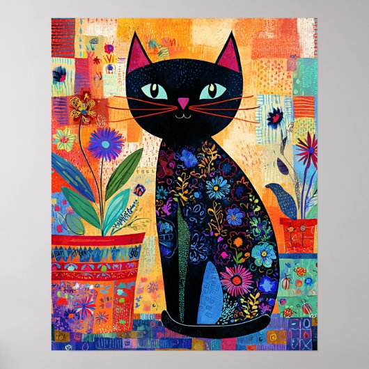 Poster Chat noir, Art populaire (Devant)