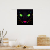 Poster Chat noir aux couleurs fluo. (Cuisine)