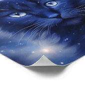 Poster Chat noir aux yeux bleus sur un arrière - plan éto (Coin)
