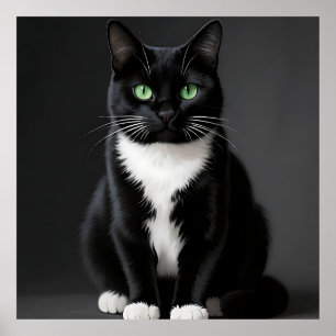 Poster Chat Noir aux Yeux d'Émeraude