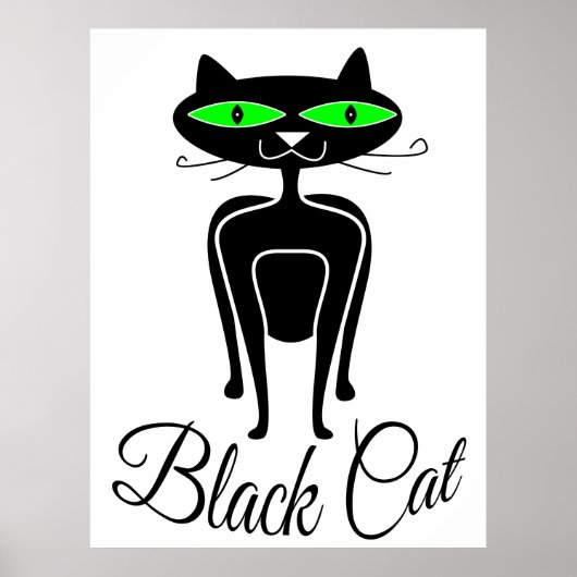 Poster Chat noir aux yeux verts (Devant)