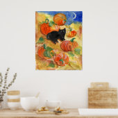 Poster Chat noir avec Citrouille (Cuisine)