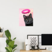 Poster Chat Noir Avec Halo Angel Rose (Bureau à domicile)