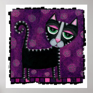 Poster Chat noir avec le pois - copie géniale