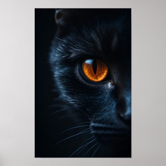 Poster Chat noir avec œil ambre (Devant)