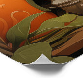 Poster Chat Noir Avec Plantes (Coin)