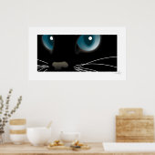 Poster Chat noir avec yeux bleus (Cuisine)