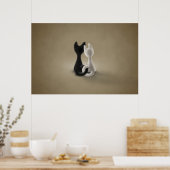 Poster Chat noir blanc (couleur 3) (Cuisine)