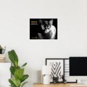 Poster Chat noir brillant avec proverbe (Bureau à domicile)