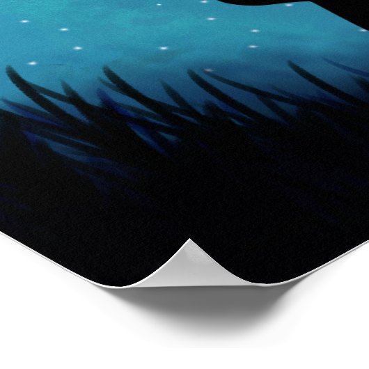 Poster Chat noir brillant ciel étoilé illustration modern (Coin)