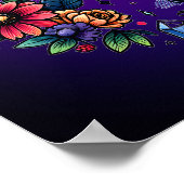 Poster Chat Noir Céleste Mystique Rose Violet (Coin)
