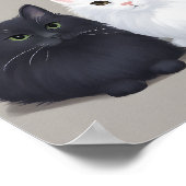 Poster chat noir chat blanc (Coin)