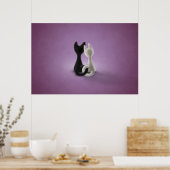 Poster Chat noir Chat blanc (couleur 4) (Cuisine)