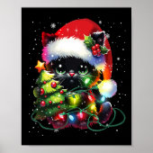 Poster Chat Noir Chat Père Noël Tangé À Noël T (Devant)