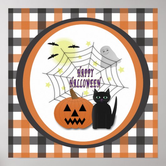 Poster Chat noir & Citrouille Halloween pas effrayant (Devant)