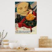 Poster Chat noir citrouille Jack-o'-lantern Witch (Cuisine)