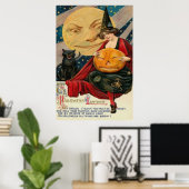 Poster Chat noir citrouille Jack-o'-lantern Witch (Bureau à domicile)