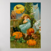 Poster Chat noir citrouille sorcière Chouette clown Choue (Devant)