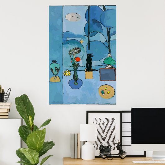 Poster Chat noir dans la chambre bleue (Bureau à domicile)